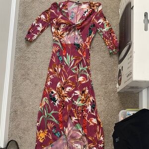 EXPRESS Floral V-Neck Maxi Dress
